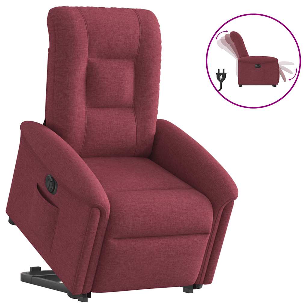 Relaxsessel mit Aufstehhilfe Elektrisch Weinrot Stoff