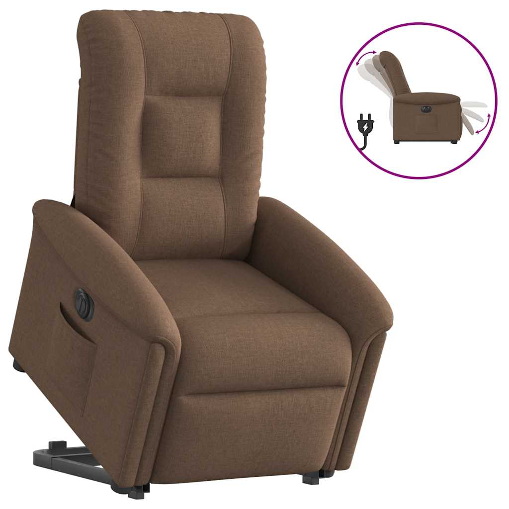 Relaxsessel mit Aufstehhilfe Elektrisch Braun Stoff
