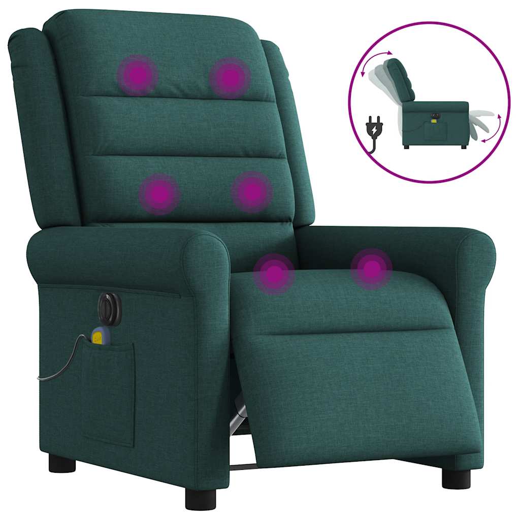 Massagesessel Elektrisch Dunkelgrün Stoff