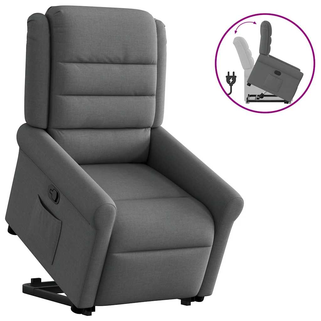 Relaxsessel mit Aufstehhilfe Dunkelgrau Stoff