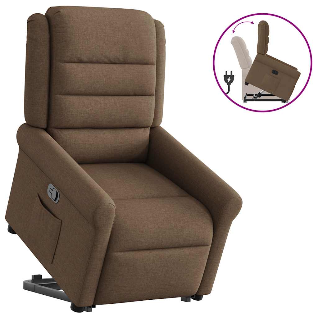 Relaxsessel mit Aufstehhilfe Braun Stoff