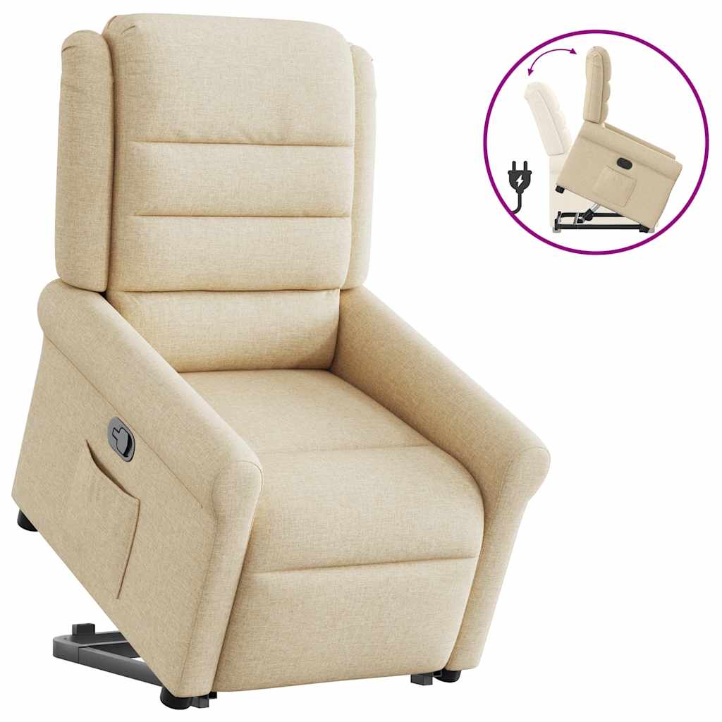 Relaxsessel mit Aufstehhilfe Creme Stoff