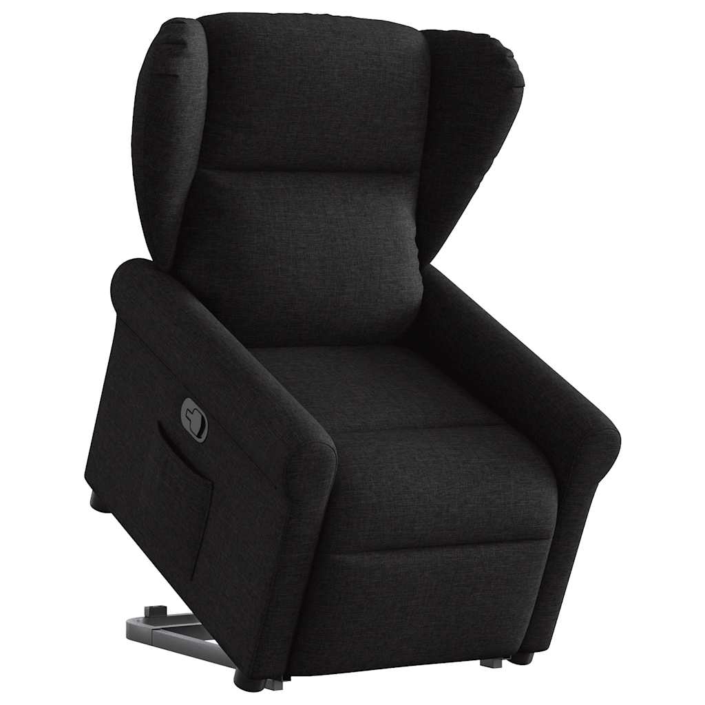 Relaxsessel mit Aufstehhilfe Schwarz Stoff