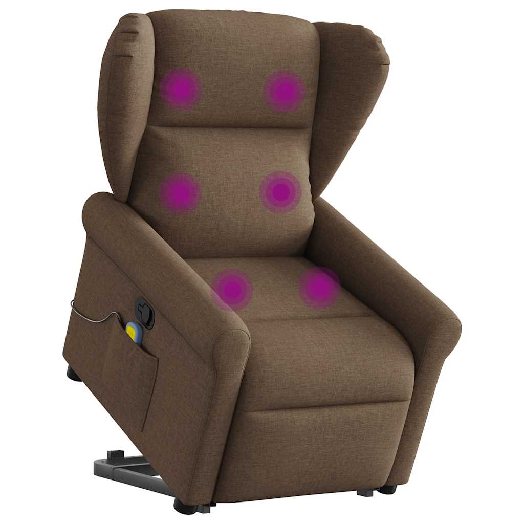 Massagesessel mit Aufstehhilfe Braun Stoff