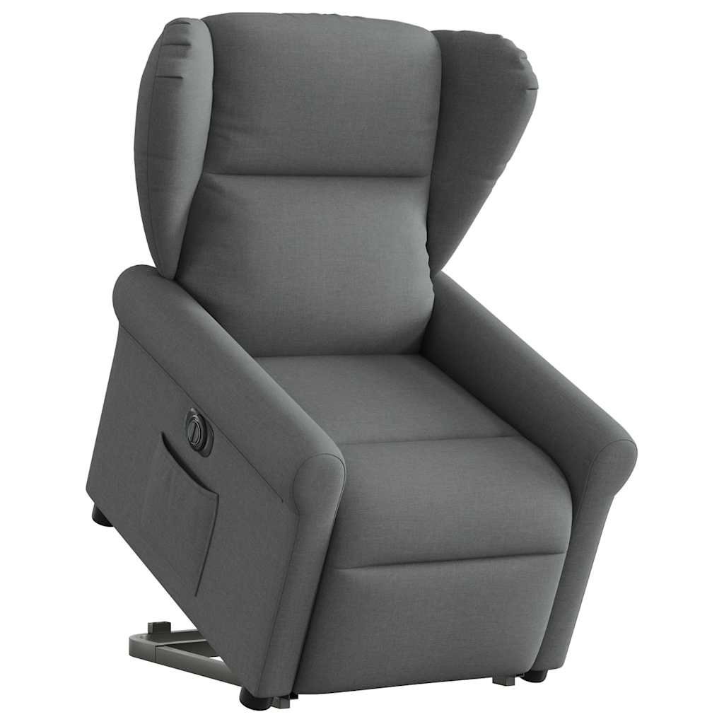 Relaxsessel mit Aufstehhilfe Elektrisch Dunkelgrau Stoff
