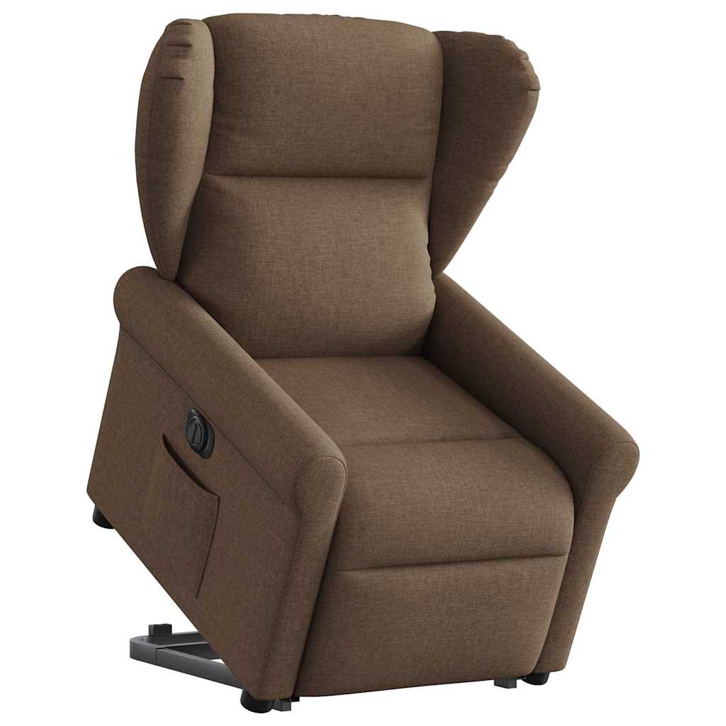 Relaxsessel mit Aufstehhilfe Elektrisch Braun Stoff