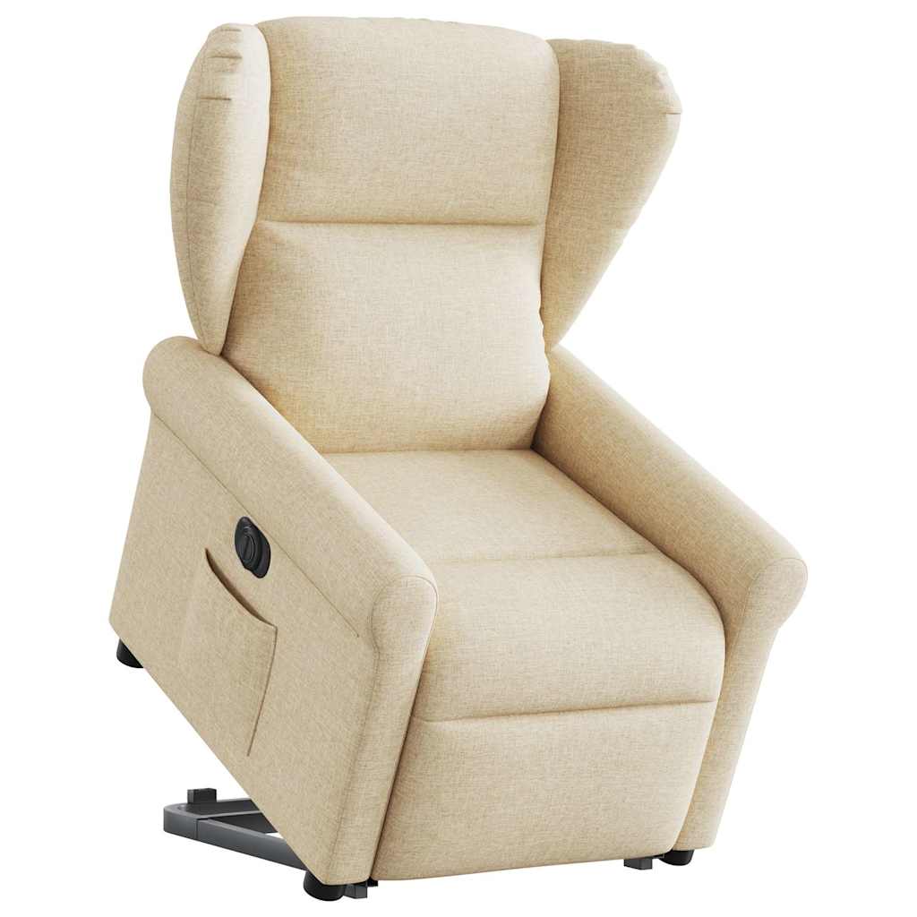 Relaxsessel mit Aufstehhilfe Elektrisch Creme Stoff