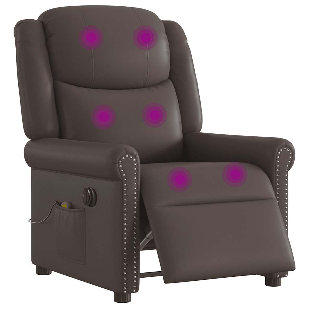 Relaxsessel Massage Elektrisch Glänzend Braun Kunstleder