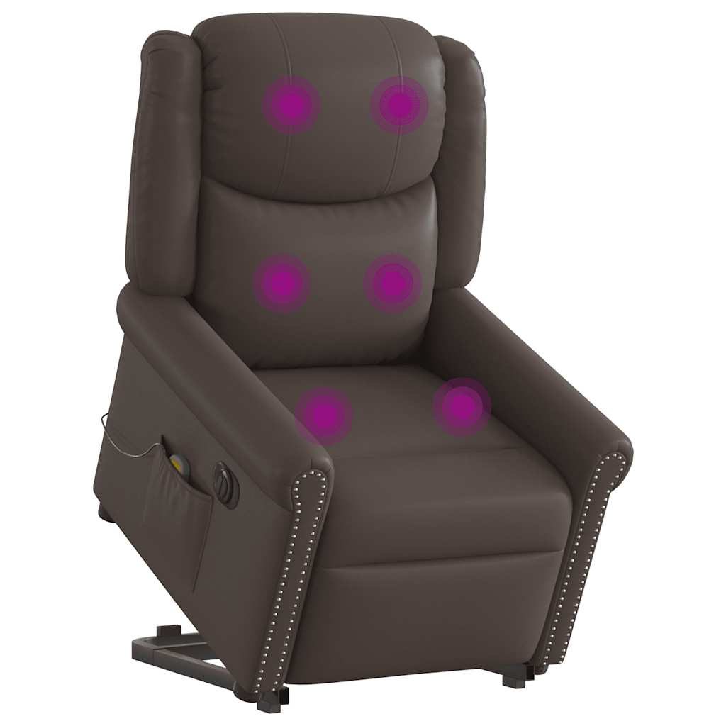 Massagesessel mit Aufstehhilfe Elektrisch Glänzend Braun