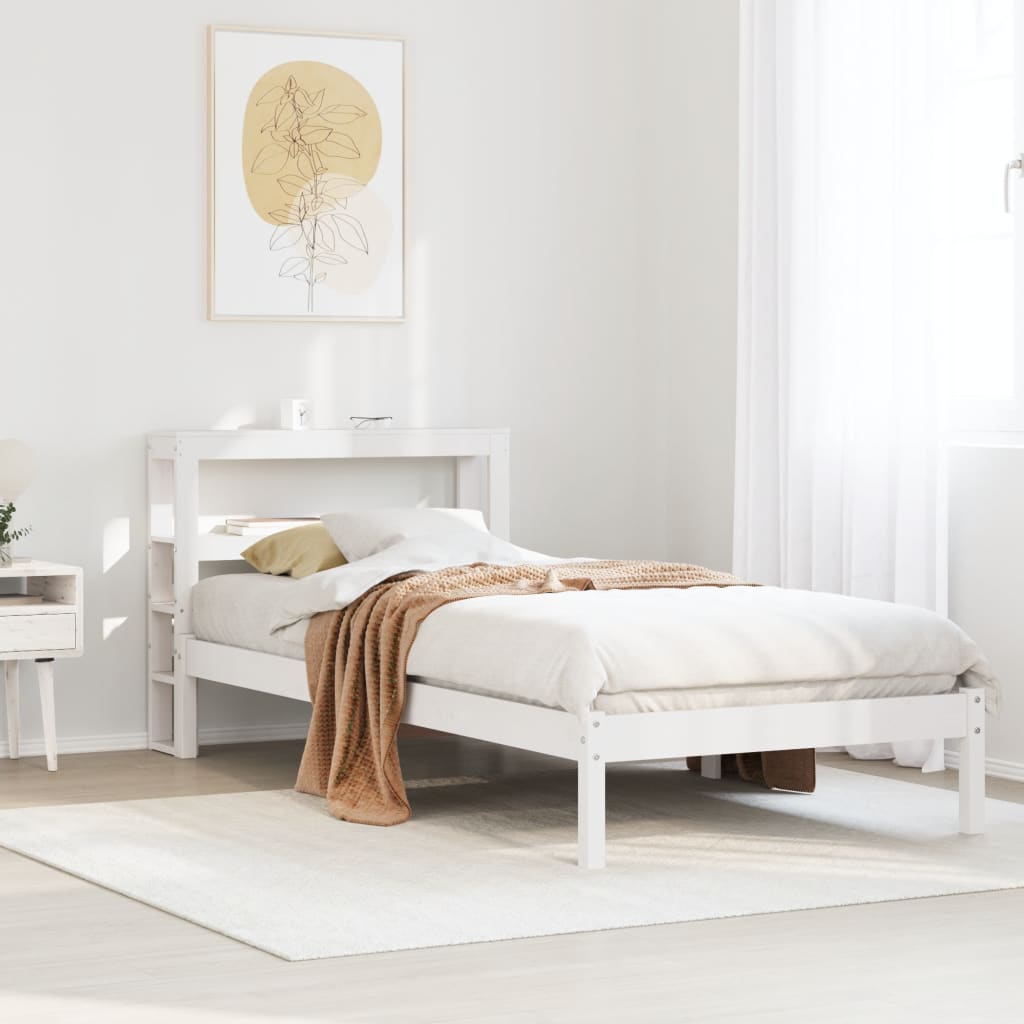 Massivholzbett ohne Matratze Weiß 75x190 cm Kiefernholz