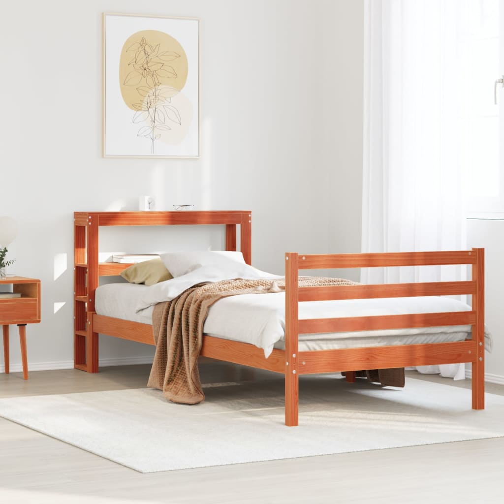 Massivholzbett ohne Matratze Wachsbraun 75x190 cm Kiefernholz