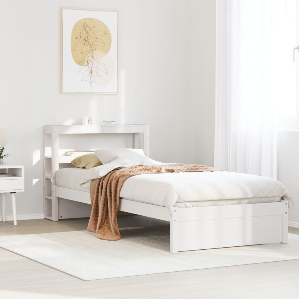 Bettgestell mit Kopfteil ohne Matratze Weiß 75x190 cm