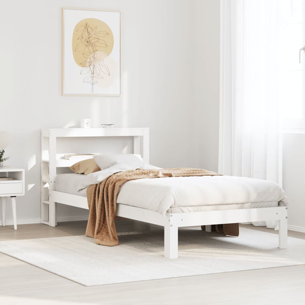 Bettgestell mit Kopfteil ohne Matratze Weiß 75x190 cm