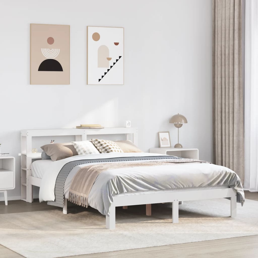 Bettgestell mit Kopfteil ohne Matratze Weiß 150x200 cm
