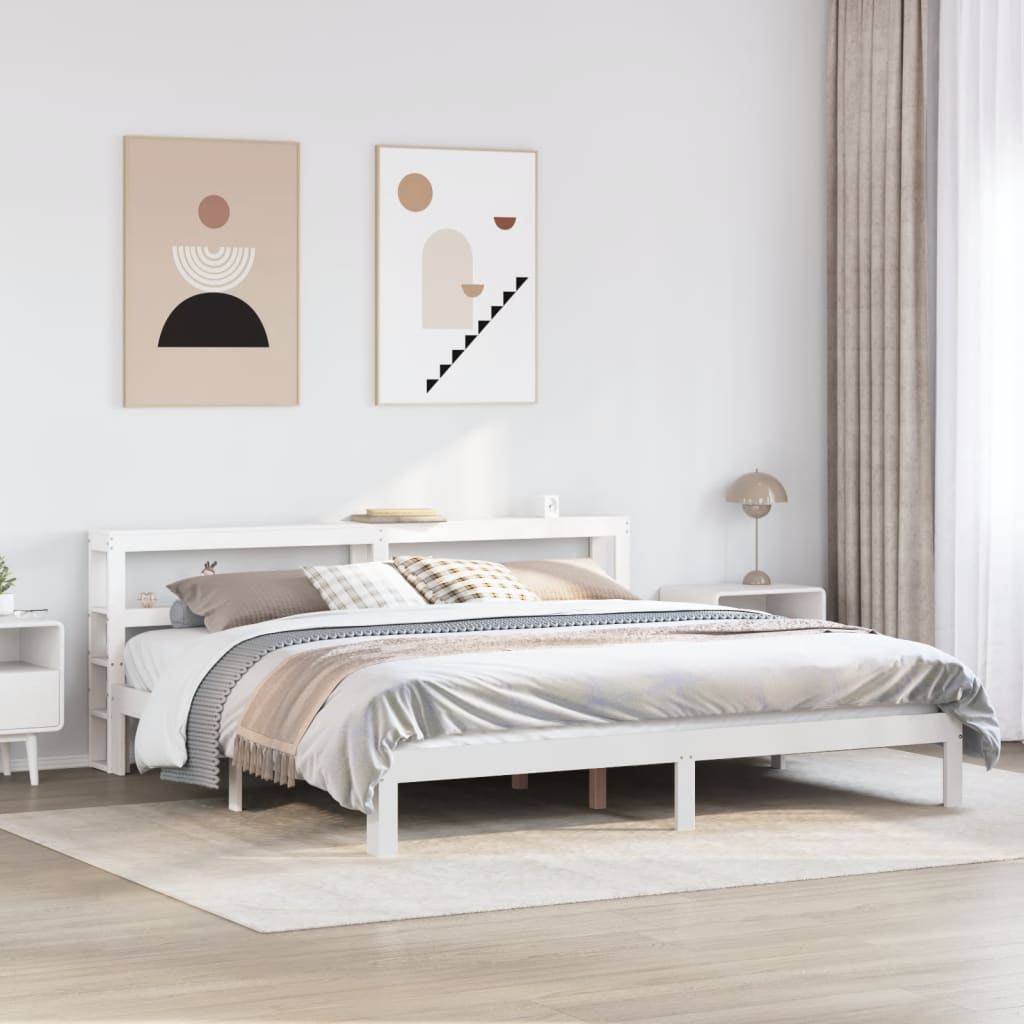 Bettgestell mit Kopfteil ohne Matratze Weiß 180x200 cm