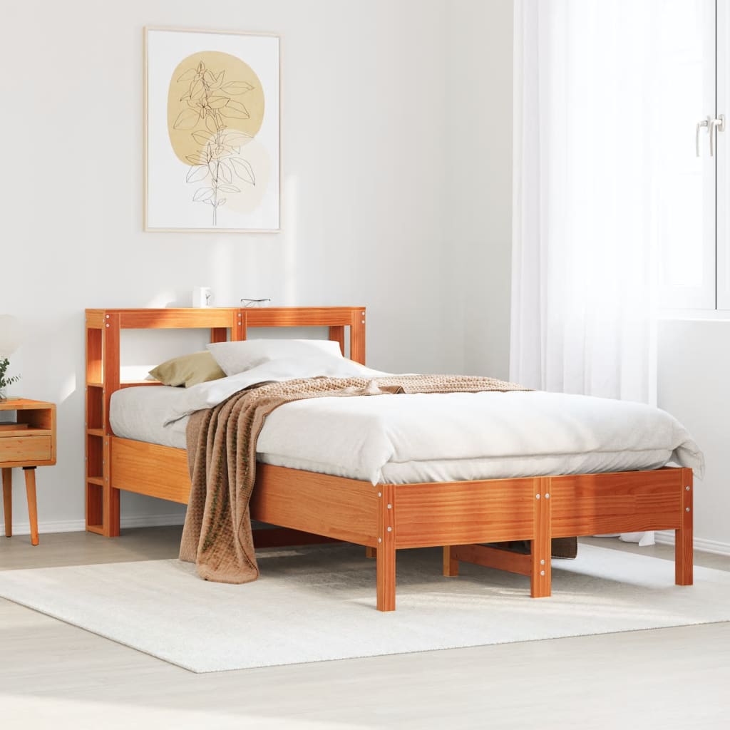 Massivholzbett ohne Matratze Wachsbraun 75x190 cm Kiefernholz