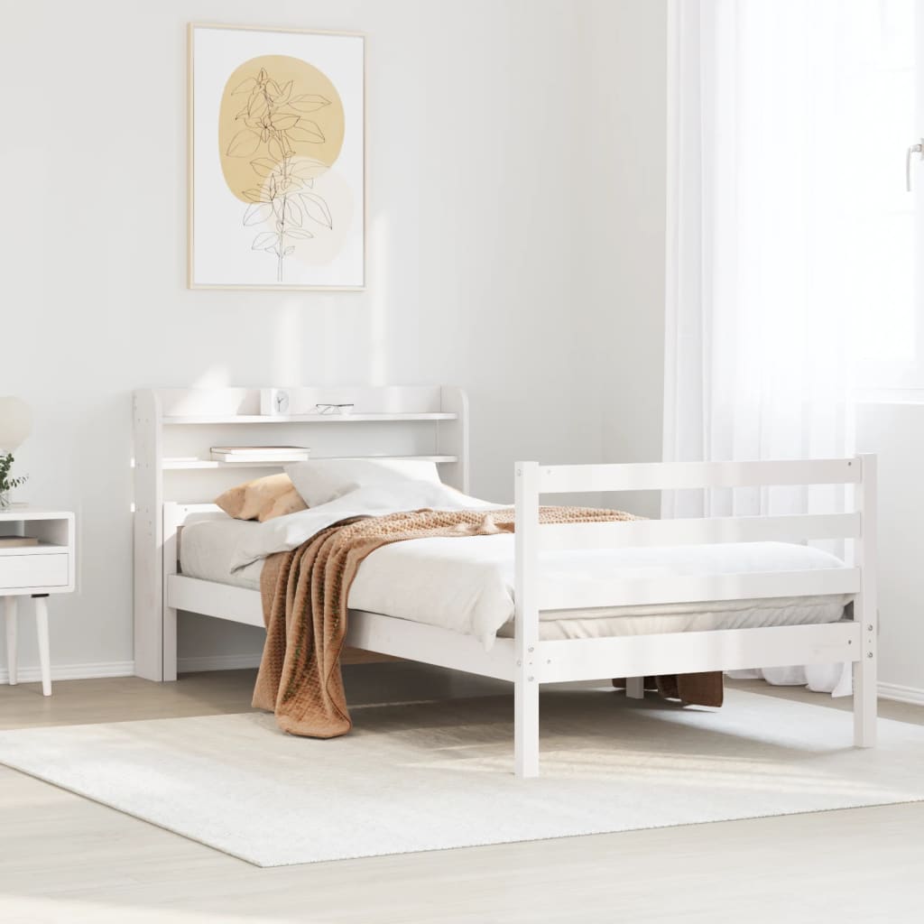Bettgestell mit Kopfteil ohne Matratze Weiß 100x200 cm
