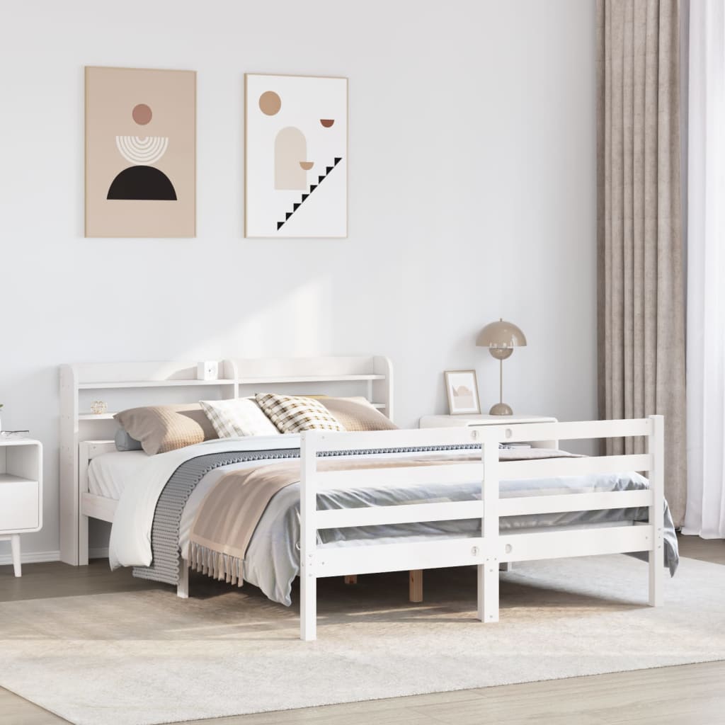 Bettgestell mit Kopfteil ohne Matratze Weiß 150x200 cm
