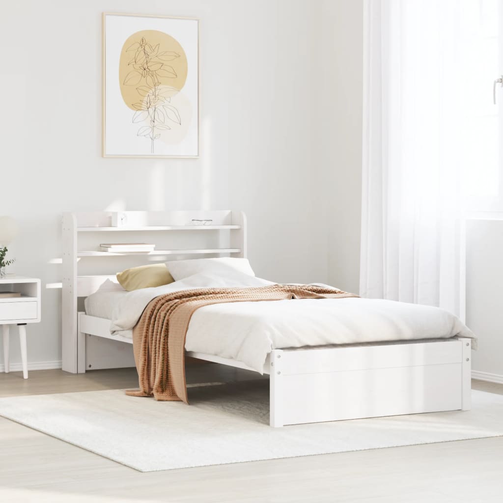 Bettgestell mit Kopfteil ohne Matratze Weiß 75x190 cm