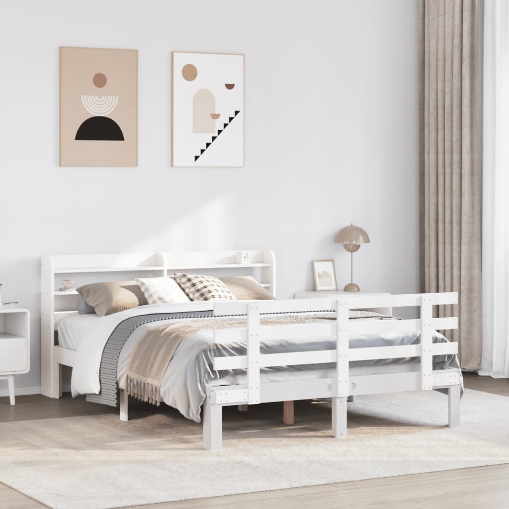 Bettgestell mit Kopfteil ohne Matratze Weiß 160x200 cm