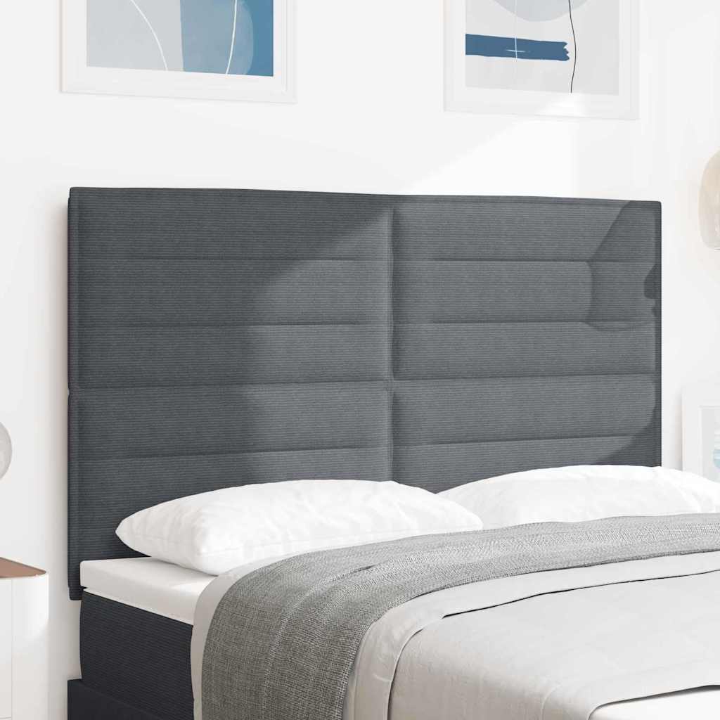 LED Kopfteil mit LED-Lichtleisten Dunkelgrau 144 cm Cordstoff