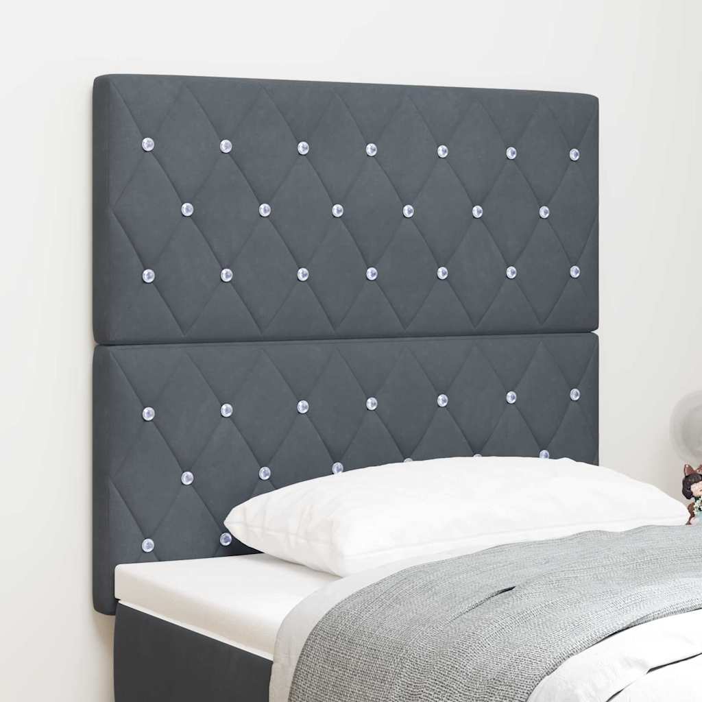 LED Kopfteil mit LED-Lichtleisten Dunkelgrau 100 cm Samt