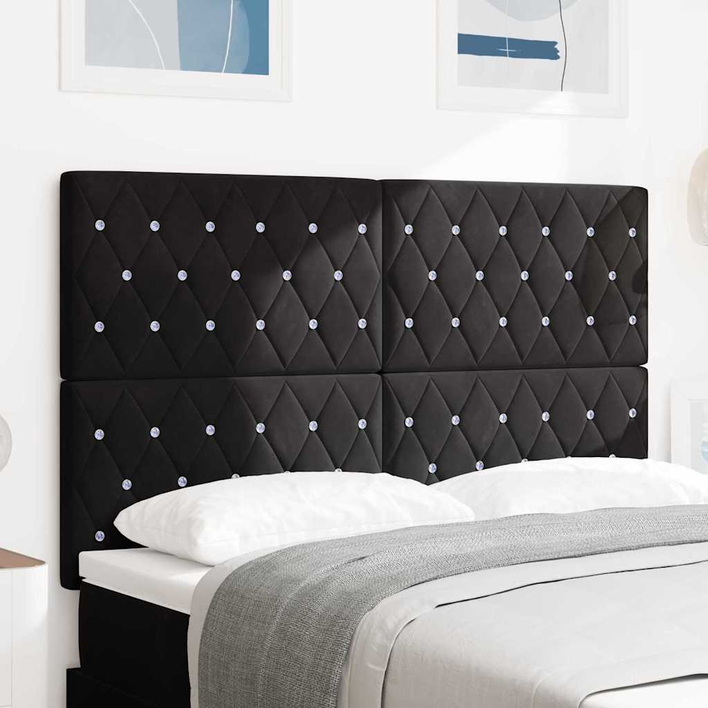LED Kopfteil mit LED-Lichtleisten Schwarz 160 cm Samt