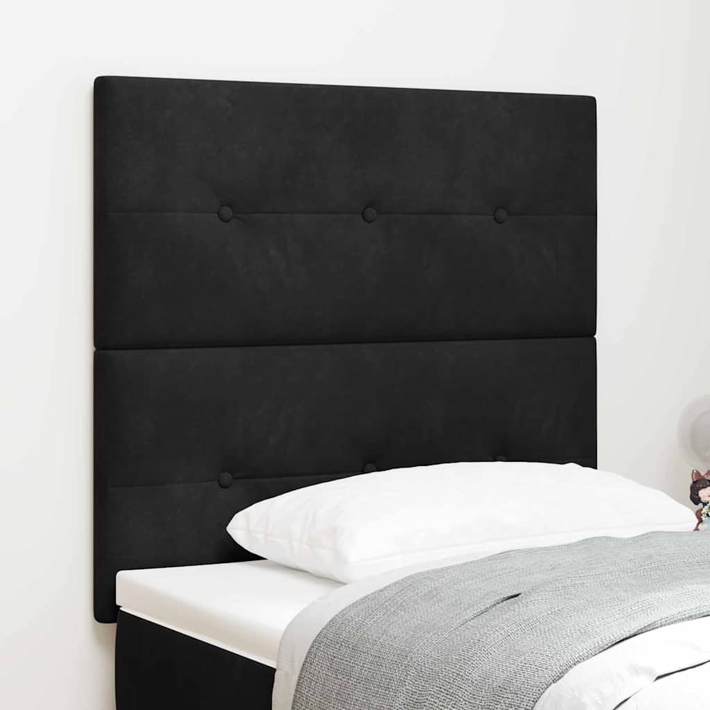 LED Kopfteil mit LED-Lichtleisten Schwarz 80 cm Samt