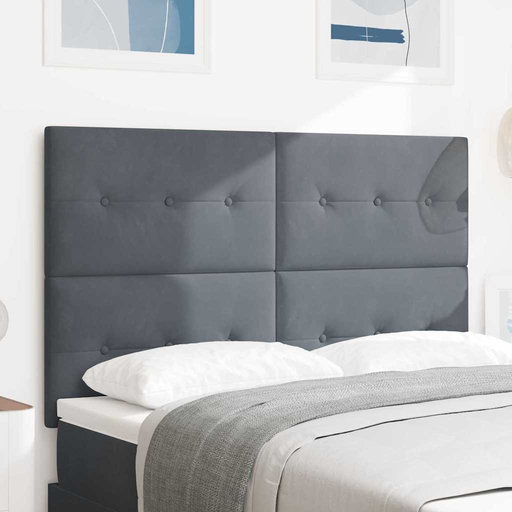 LED Kopfteil mit LED-Lichtleisten Grau 144 cm Samt