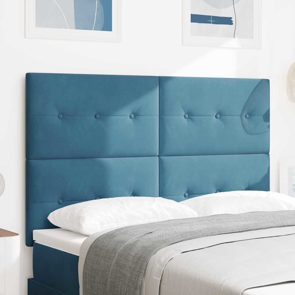 LED Kopfteil mit LED-Lichtleisten Blau 160 cm Samt