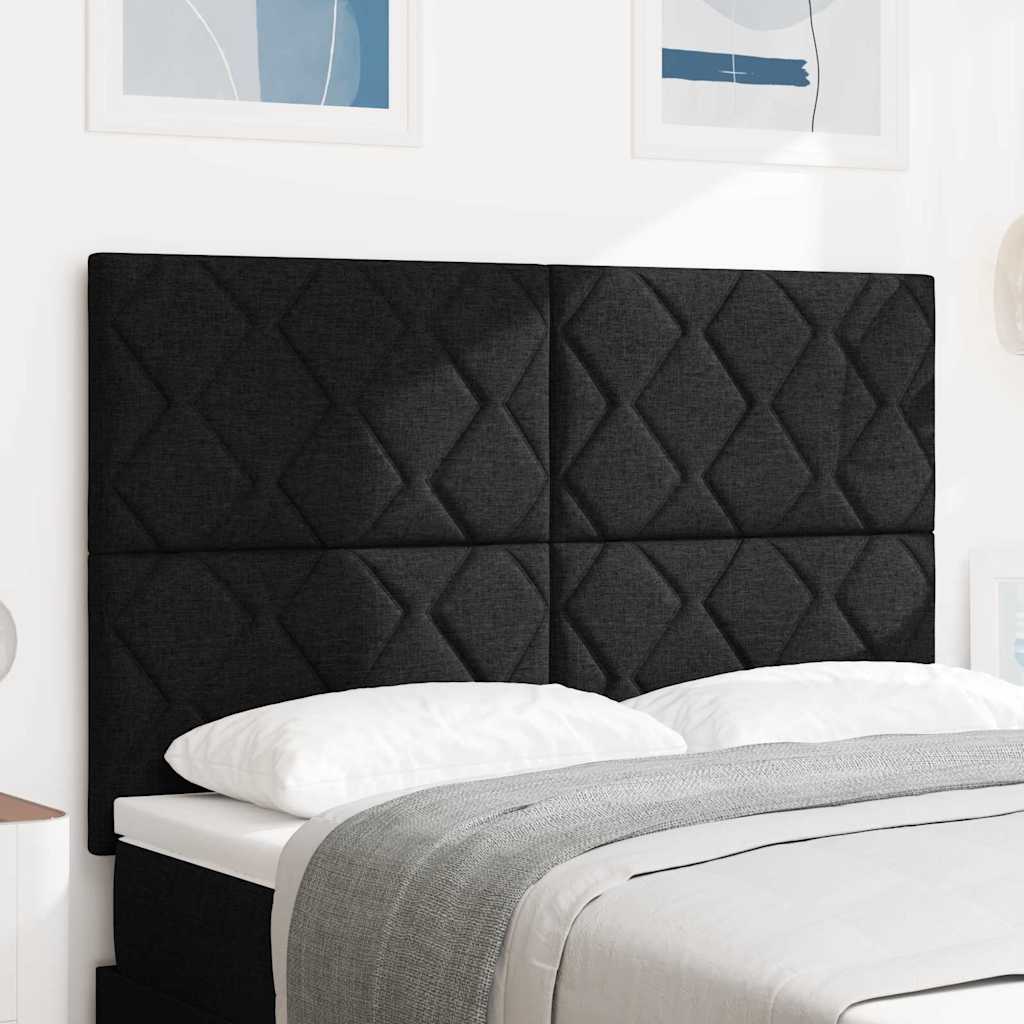 LED Kopfteil Schwarz 144 cm Stoff
