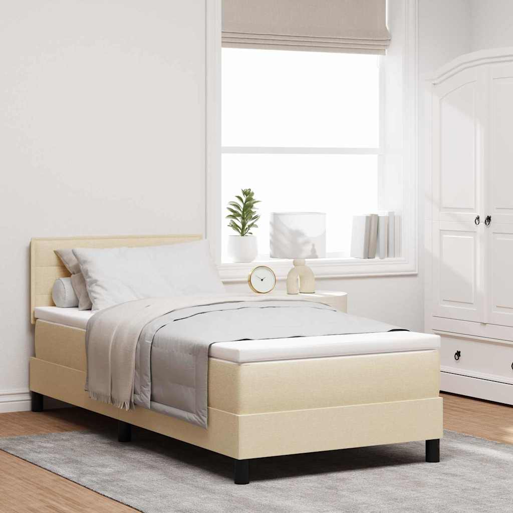 Boxspringbett mit Kopfteil Creme 80 x 200 cm Stoff