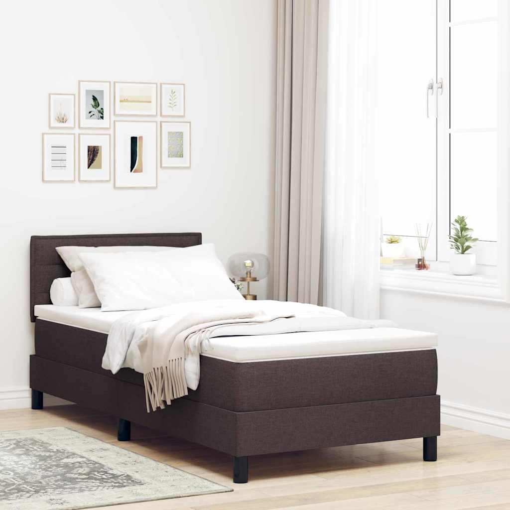 Boxspringbett mit Kopfteil Dunkelbraun 90 x 200 cm Stoff