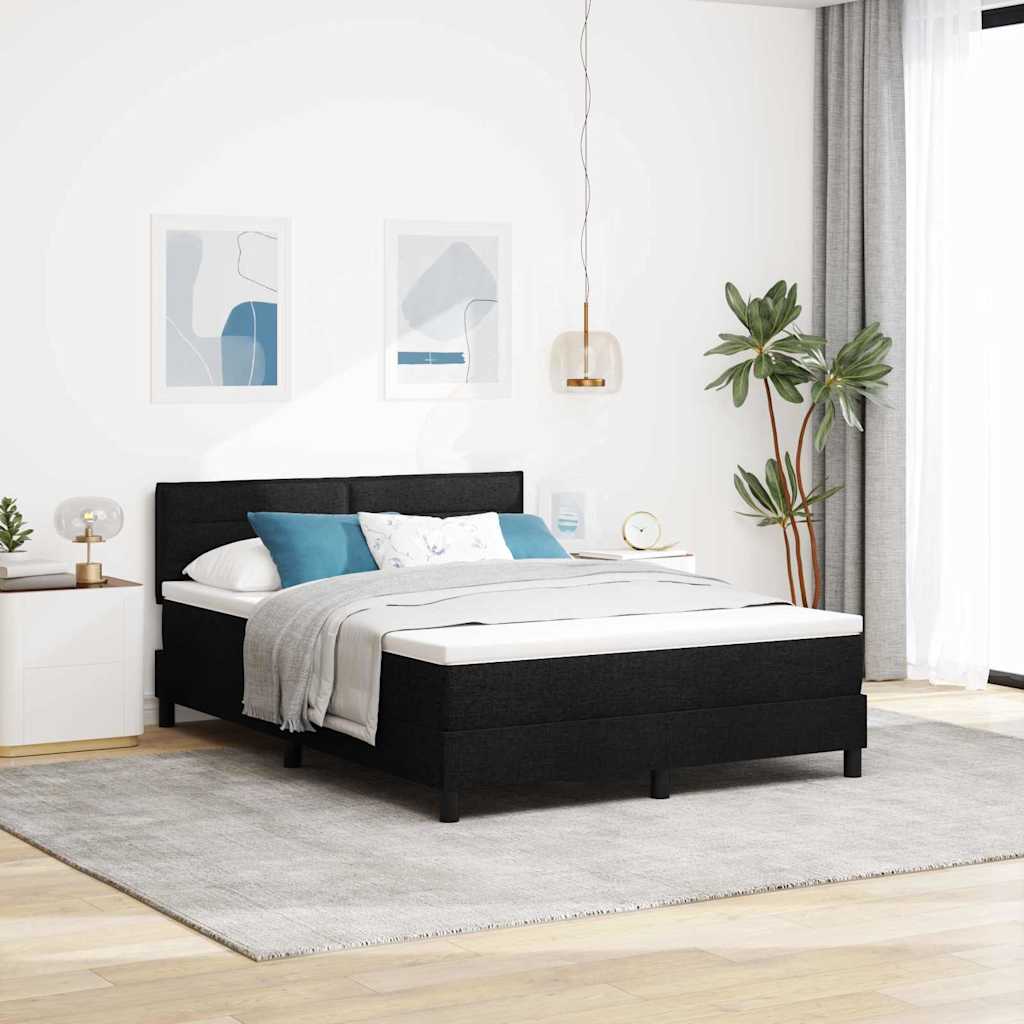 Boxspringbett mit Kissen Schwarz 140 x 200 cm Stoff