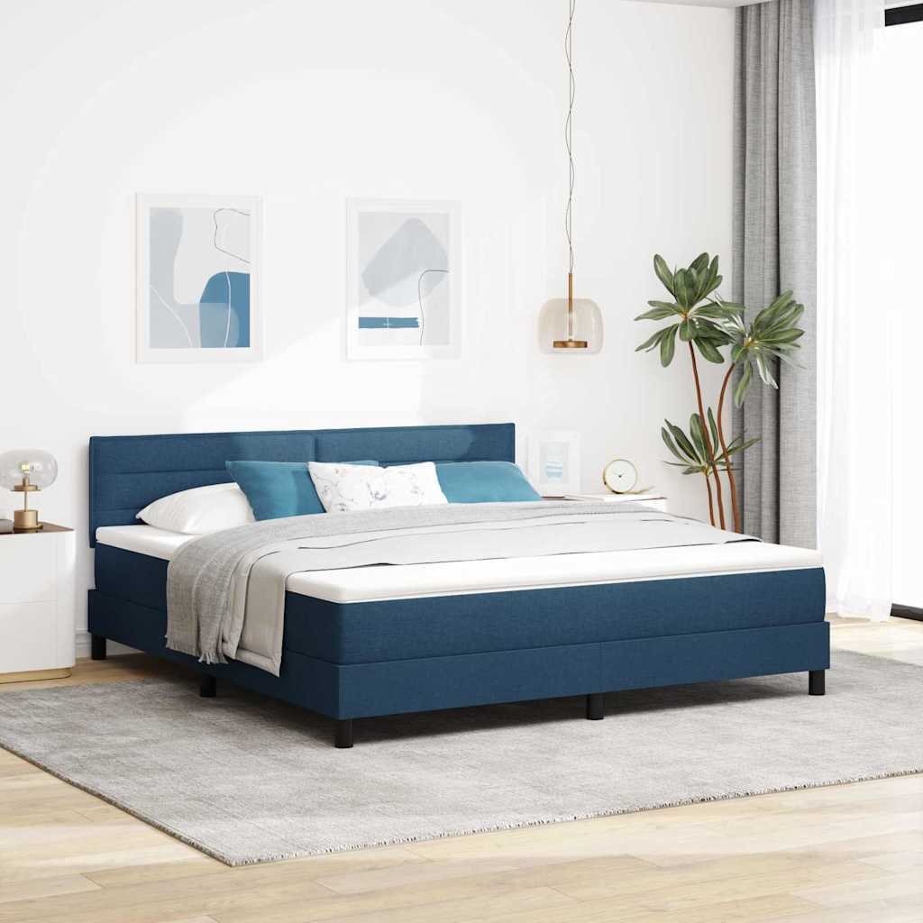 Boxspringbett mit Kopfteil Blau 180 x 200 cm Stoff