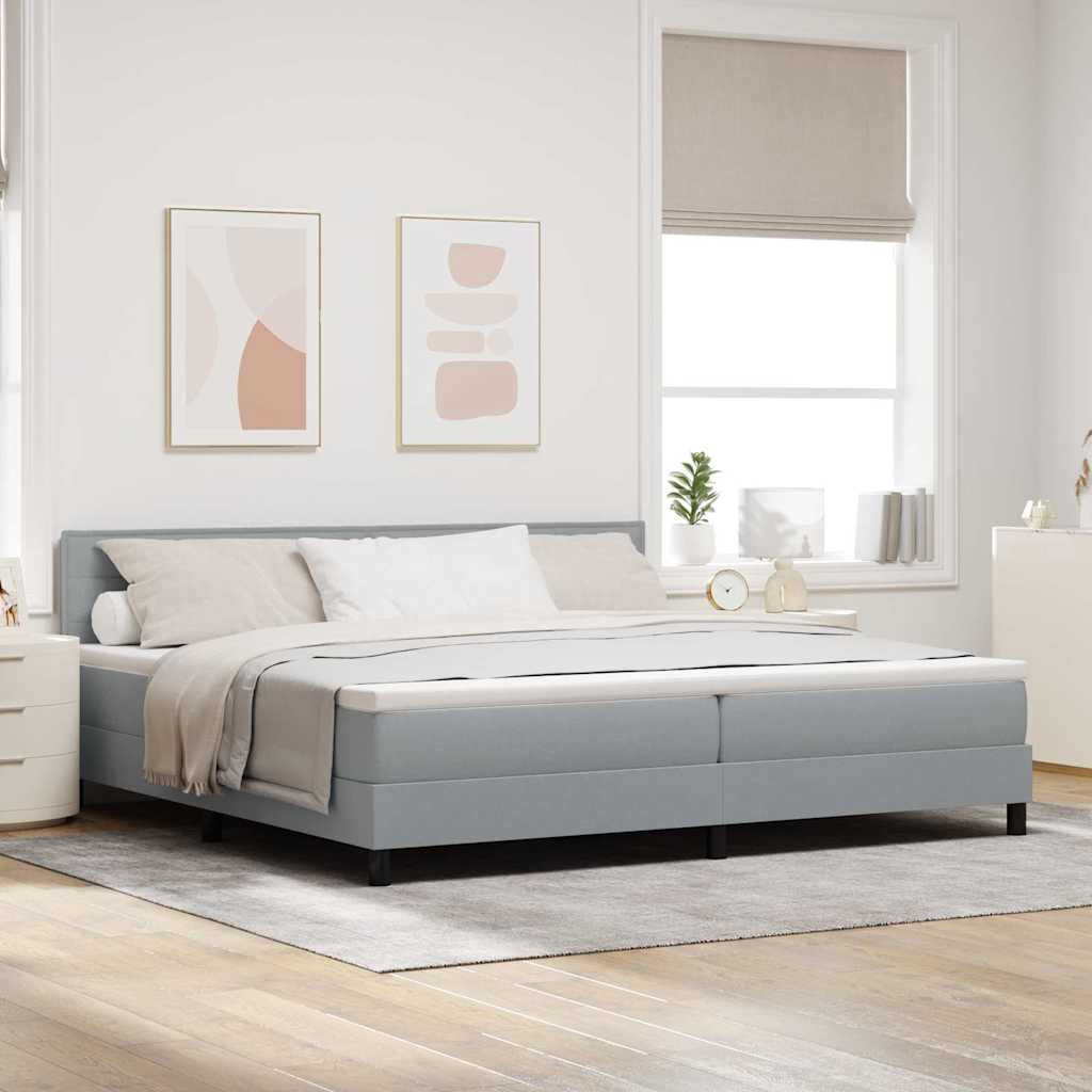 Boxspringbett mit Kopfteil Hellgrau 200 x 200 cm Stoff