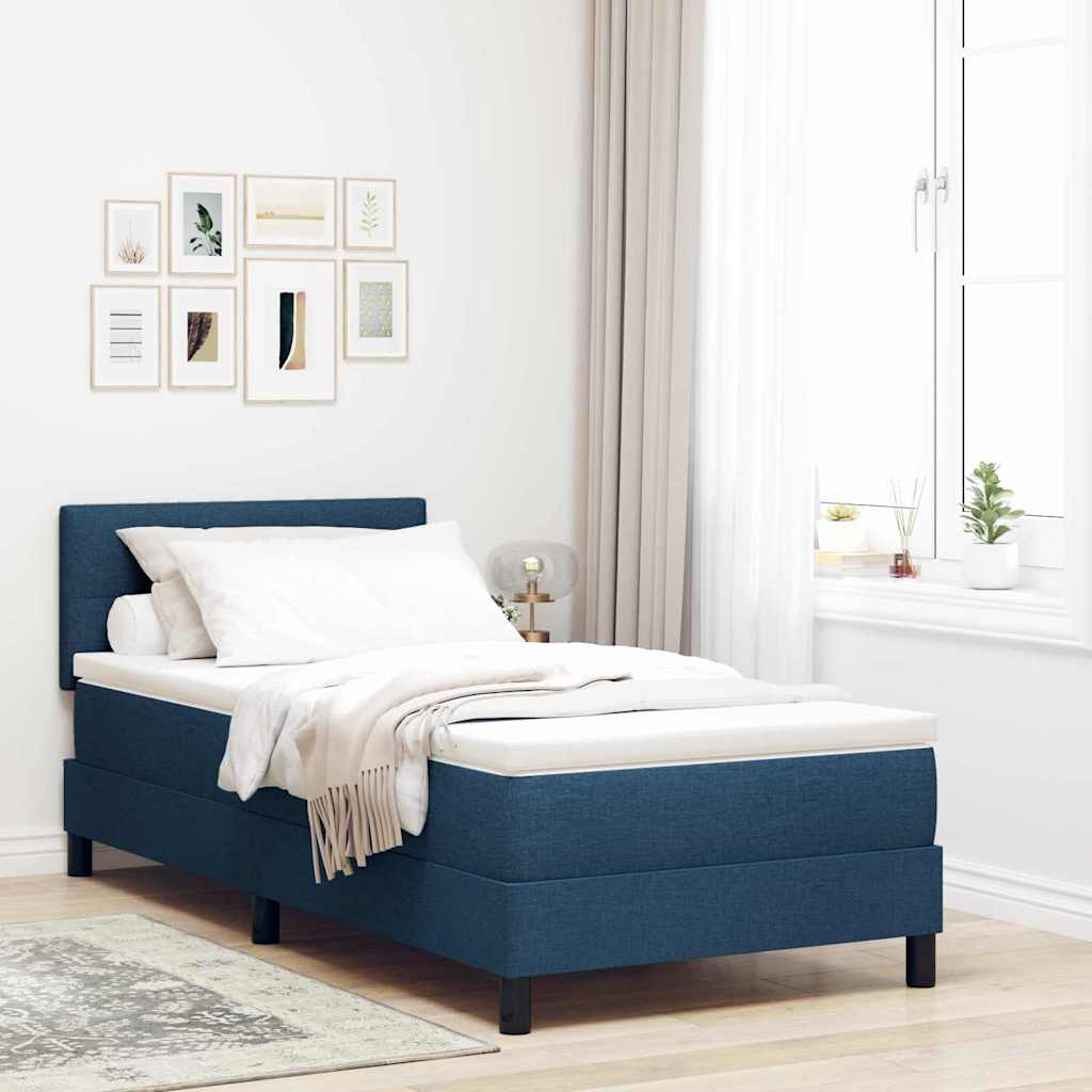 Boxspringbett mit Kopfteil Blau 100 x 200 cm Stoff