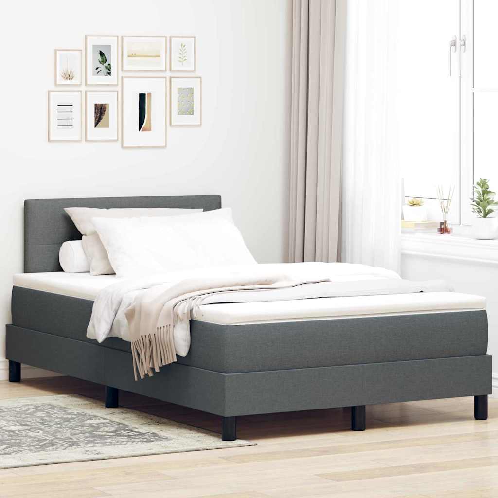 Boxspringbett mit Kopfteil Dunkelgrau 120 x 190 cm Stoff