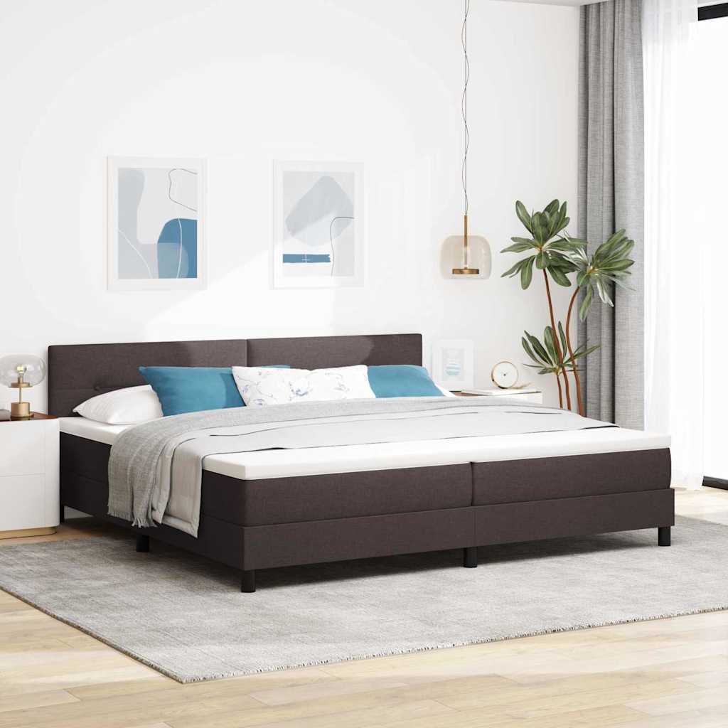 Boxspringbett mit Kopfteil Dunkelbraun 200 x 200 cm Stoff