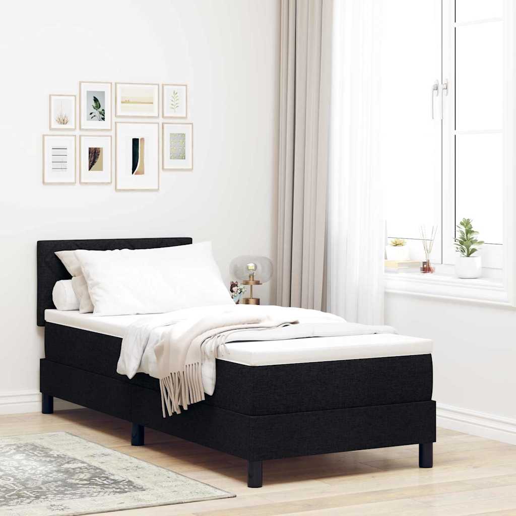 Boxspringbett mit Kopfteil Schwarz 80 x 200 cm Stoff