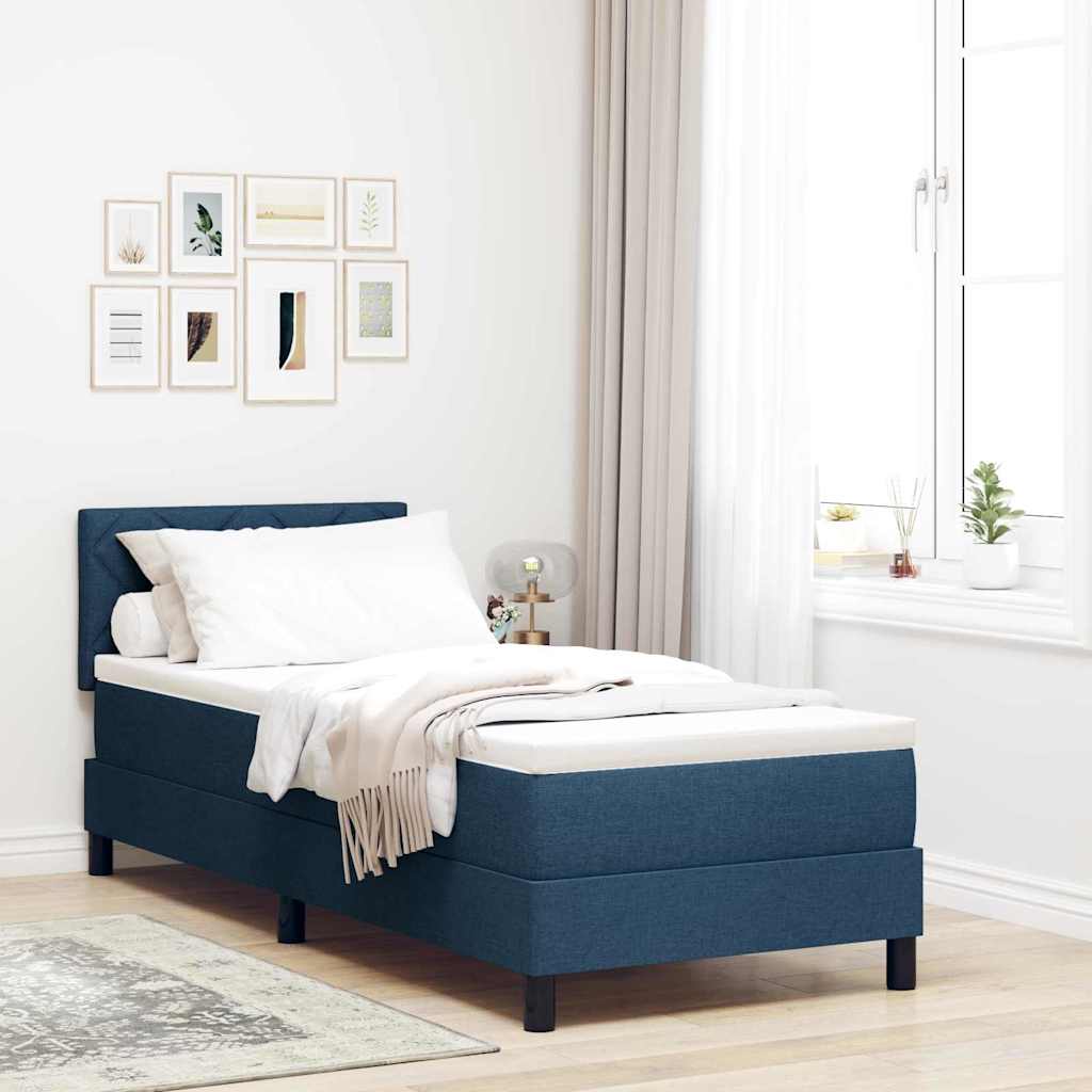 Boxspringbett mit Kopfteil Blau 80 x 200 cm Stoff