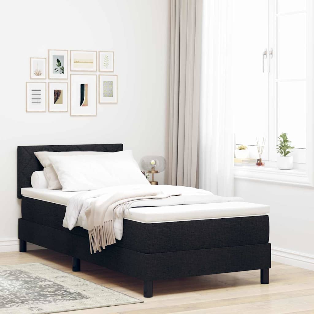 Boxspringbett mit Kopfteil Schwarz 100 x 200 cm Stoff