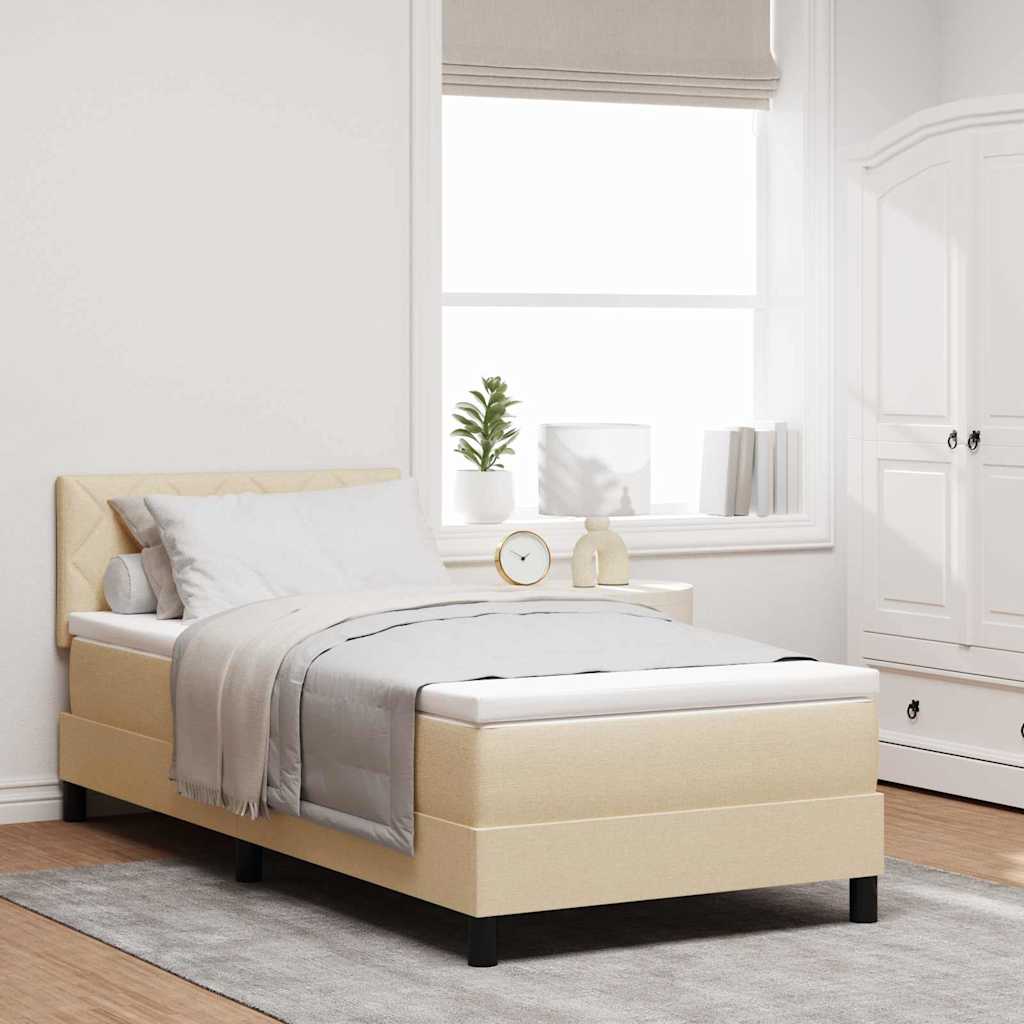 Boxspringbett mit Kopfteil Creme 100 x 200 cm Stoff