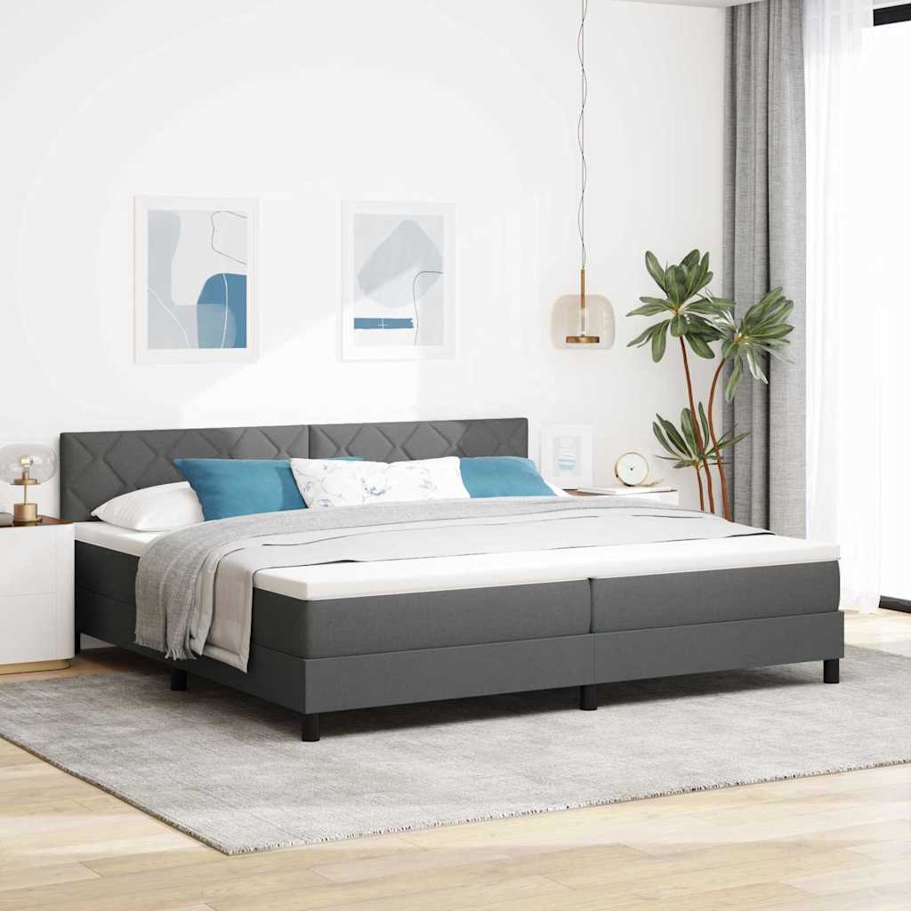 Boxspringbett mit Kissen Dunkelgrau 200 x 200 cm Stoff