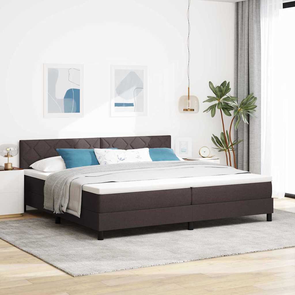 Boxspringbett mit Kopfteil Dunkelbraun 200 x 200 cm Stoff