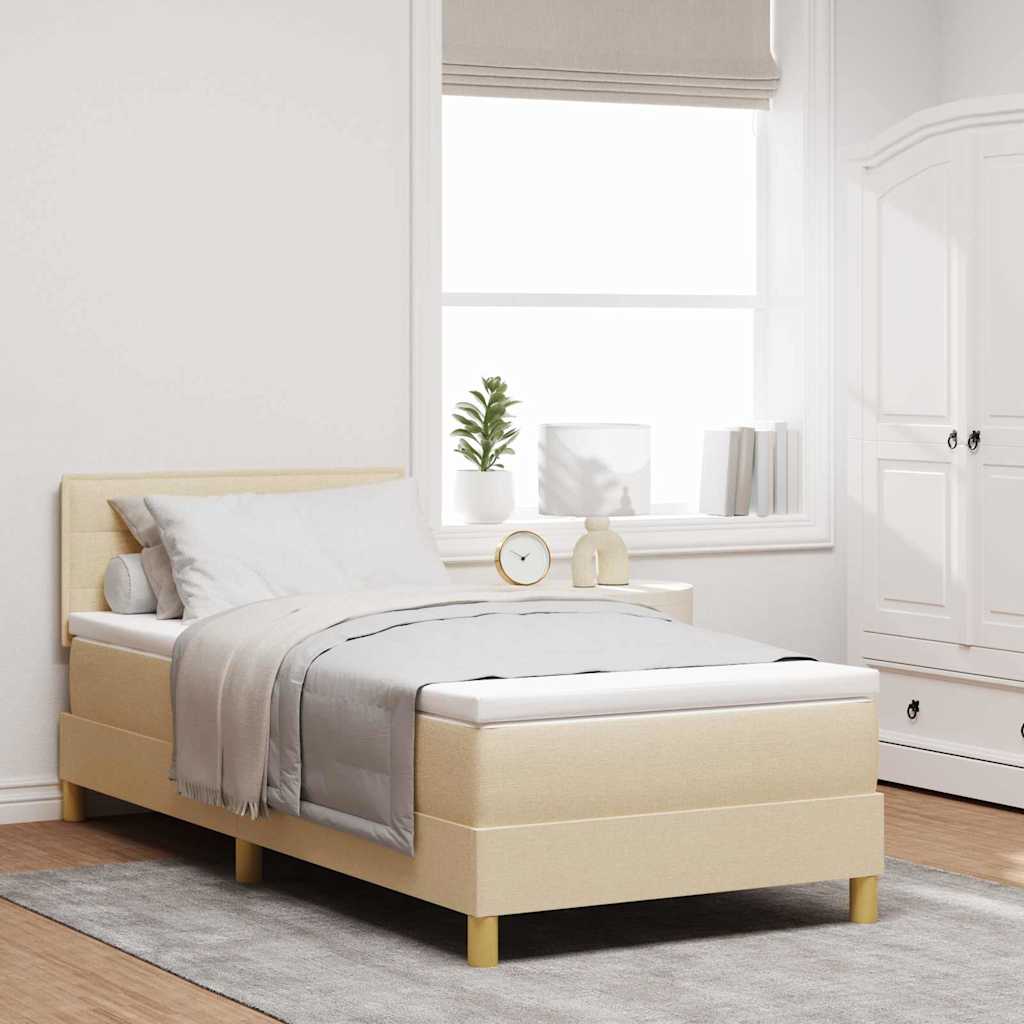 Boxspringbett mit Kissen mit Kopfteil Creme 100 x 200 cm Stoff