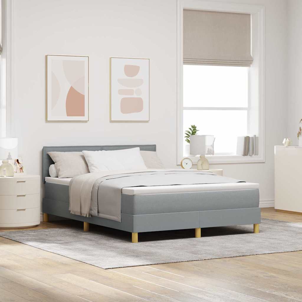 Boxspringbett mit Kissen Hellgrau 140 x 200 cm Stoff