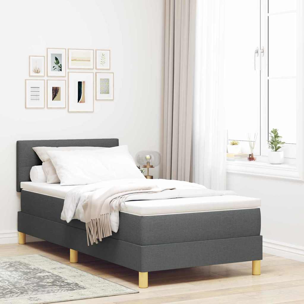 Boxspringbett mit Kissen Dunkelgrau 100 x 200 cm Stoff