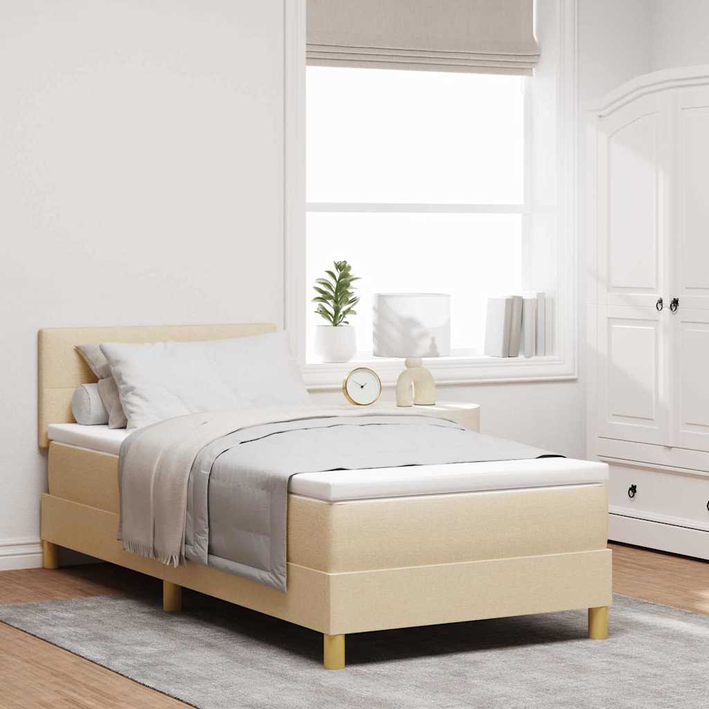 Boxspringbett mit Kissen mit Kopfteil Creme 100 x 200 cm Stoff