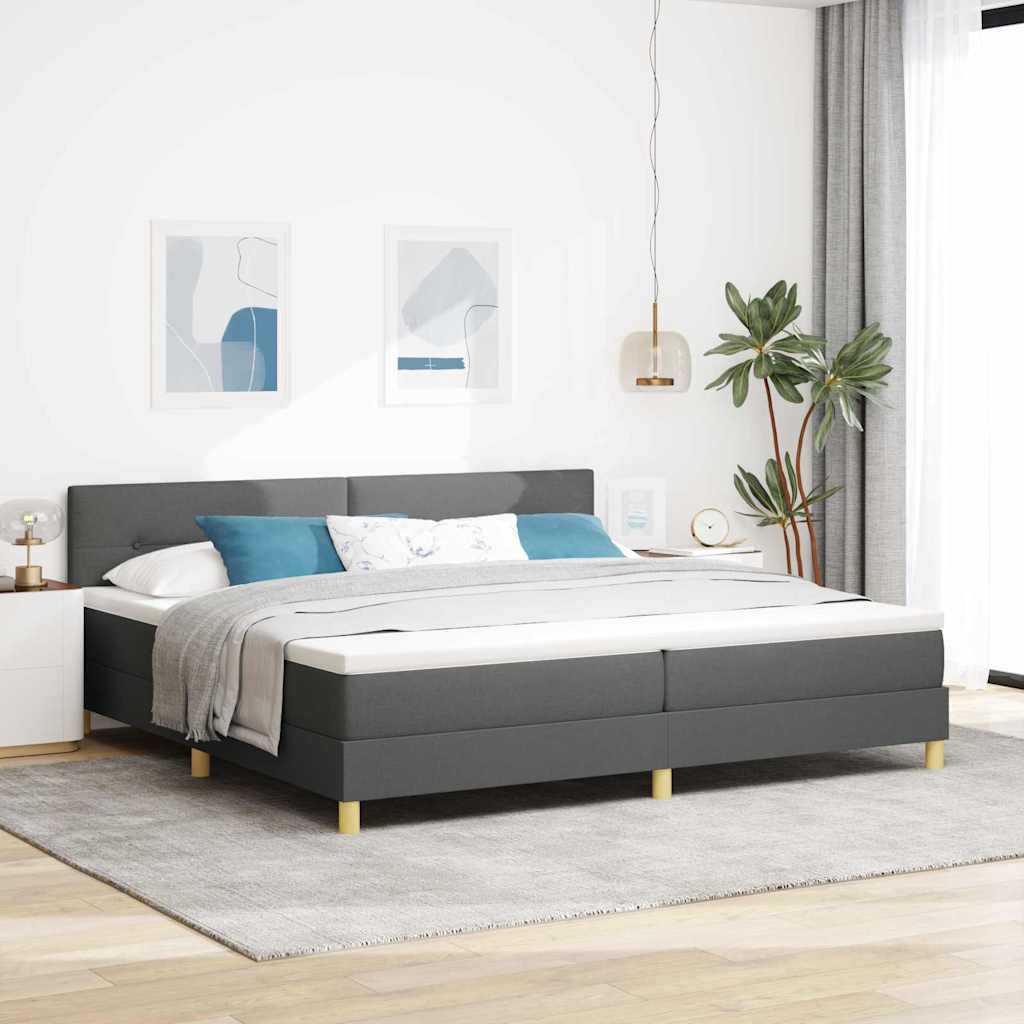 Boxspringbett mit Kissen Dunkelgrau 200 x 200 cm Stoff